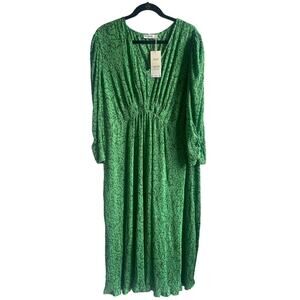 NWT MNG Mango Green Floral Midi Dress - Size 2XL